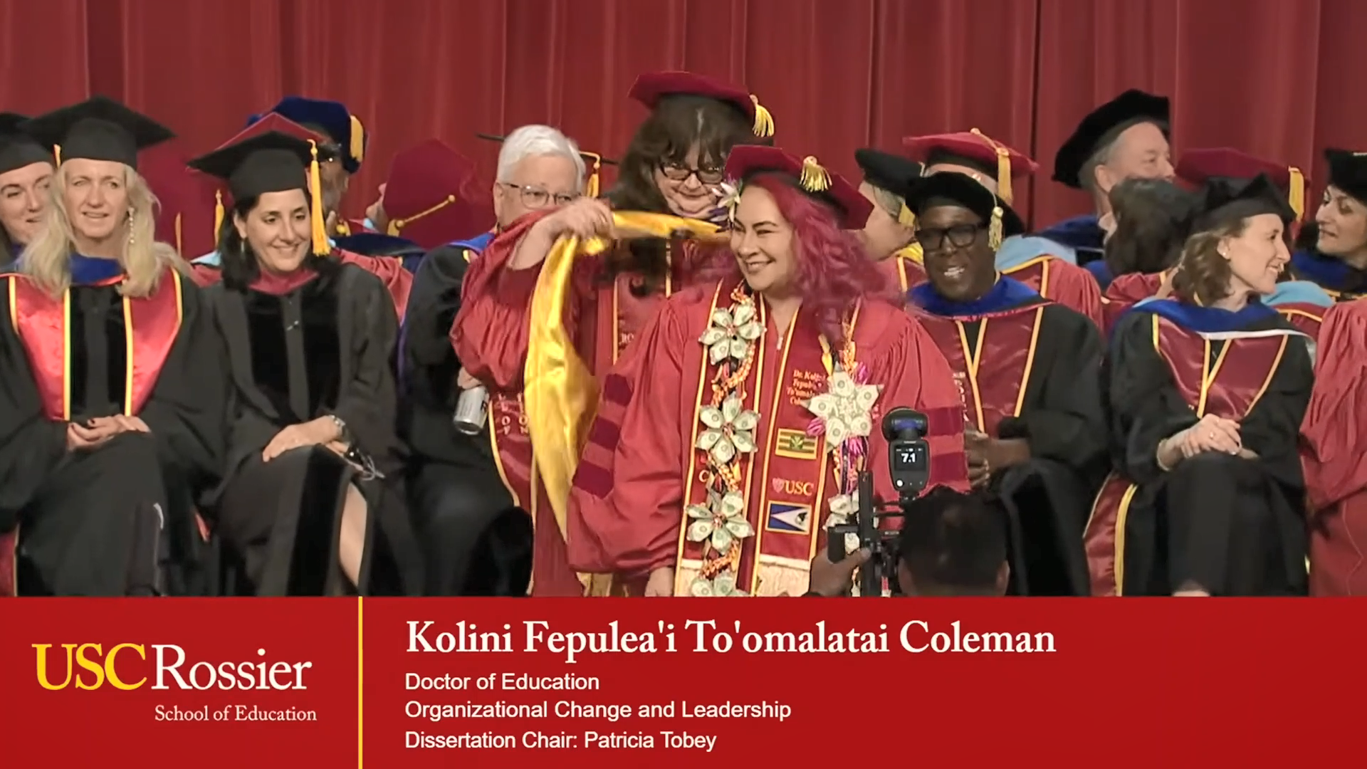 Kolini Fepulea'i To'omalatai Coleman at USC Rossier graduation ceremony